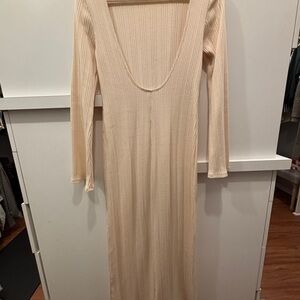 Reformation Cream Long Sleeve Dress